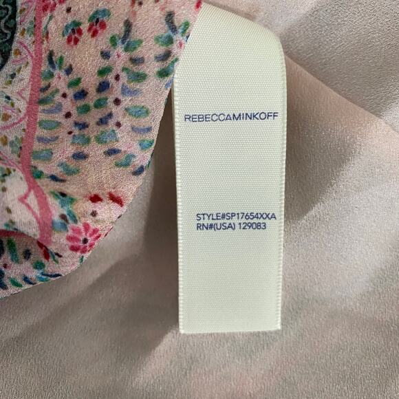 Rebecca Minkoff Pink Redland Bell Sleeve Patchwork Bohemian Mini Dress Small - Picture 7 of 8